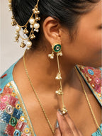 Brass disc bells kashmiri long earrings, jewellery accessory