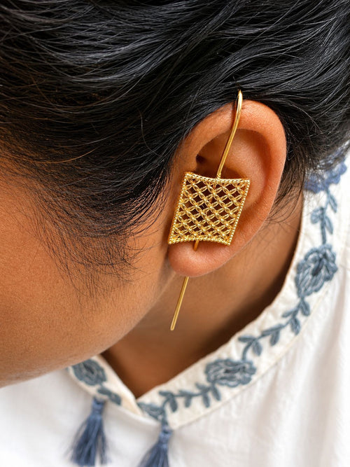 Brass charpai ear pin earrings, jewellery accessory