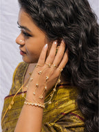 Brass flower pearl haathphool, jewellery accessory