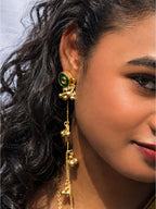 Brass disc bells kashmiri long earrings, jewellery accessory