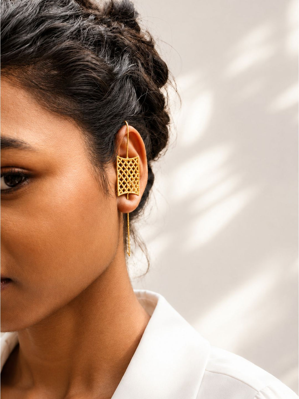 Brass charpai ear pin earrings, jewellery accessory