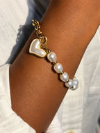 Anti-tarnish stainless steel pearl heart bracelet, jewellery accessory