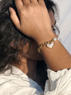 Anti-tarnish stainless steel pearl heart bracelet, jewellery accessory