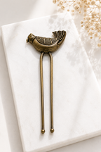 Brass oxidised birdie hair pin, jewellery hair accessory