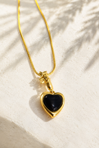 Black Stone Heart Chain Pendant