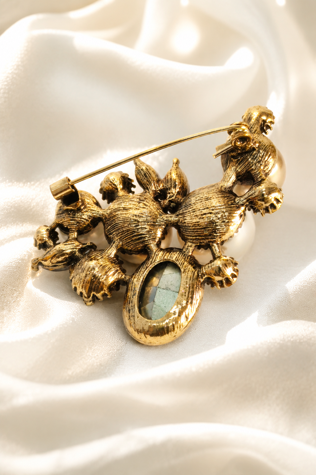 Bronze Pearl Flowers Brooch
