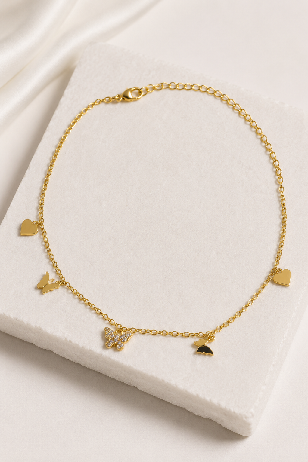Butterfly with Heart Anklet