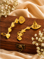 Brass chain of heart with teardrop cuff ear cuff earrings, jewellery accessory