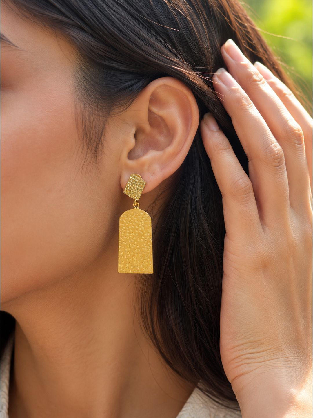 Brass chunky hammered drops dangler, jewellery accessory