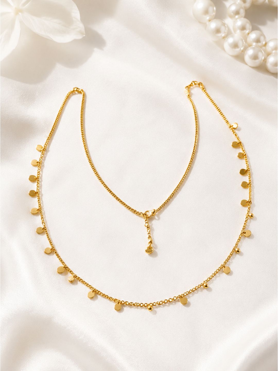 Anti-tarnish stainless steel circular disc waist chain, jewellery accessory