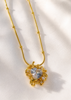 Crystal Heart in Foliage Chain Pendant