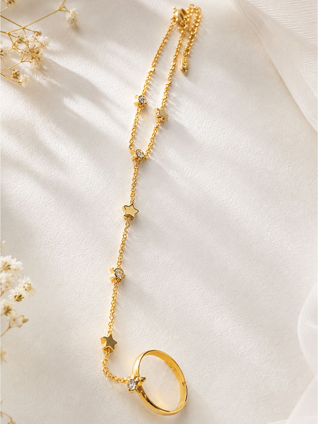 Anti-tarnish stainless steel crystal stars handchain haathphool, jewellery accessory