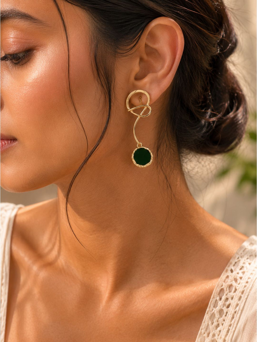 Brass curved wire dangler, jewellery accessory