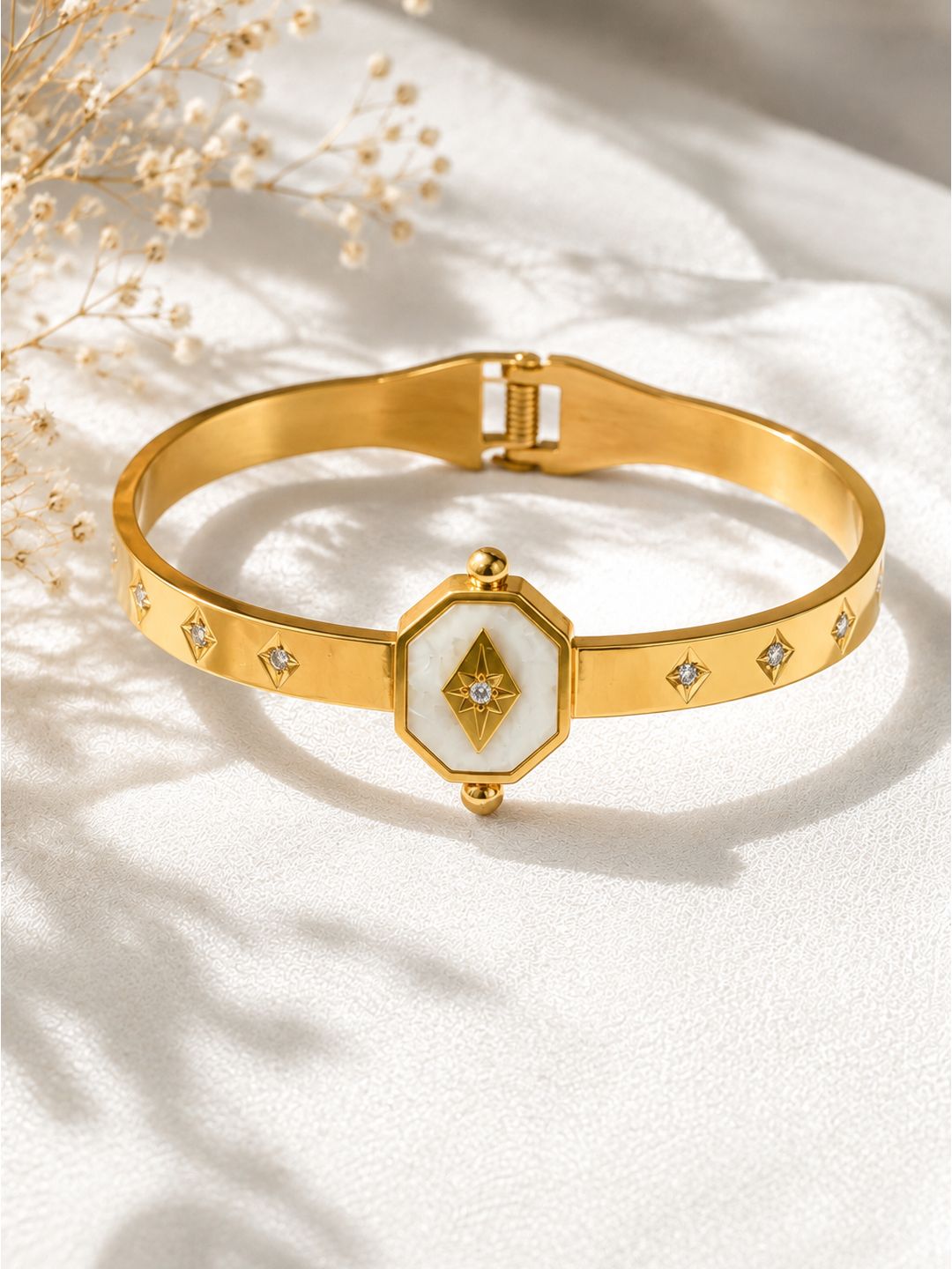 Anti-tarnish stainless steel diamond mop bangle, jewellery accessory