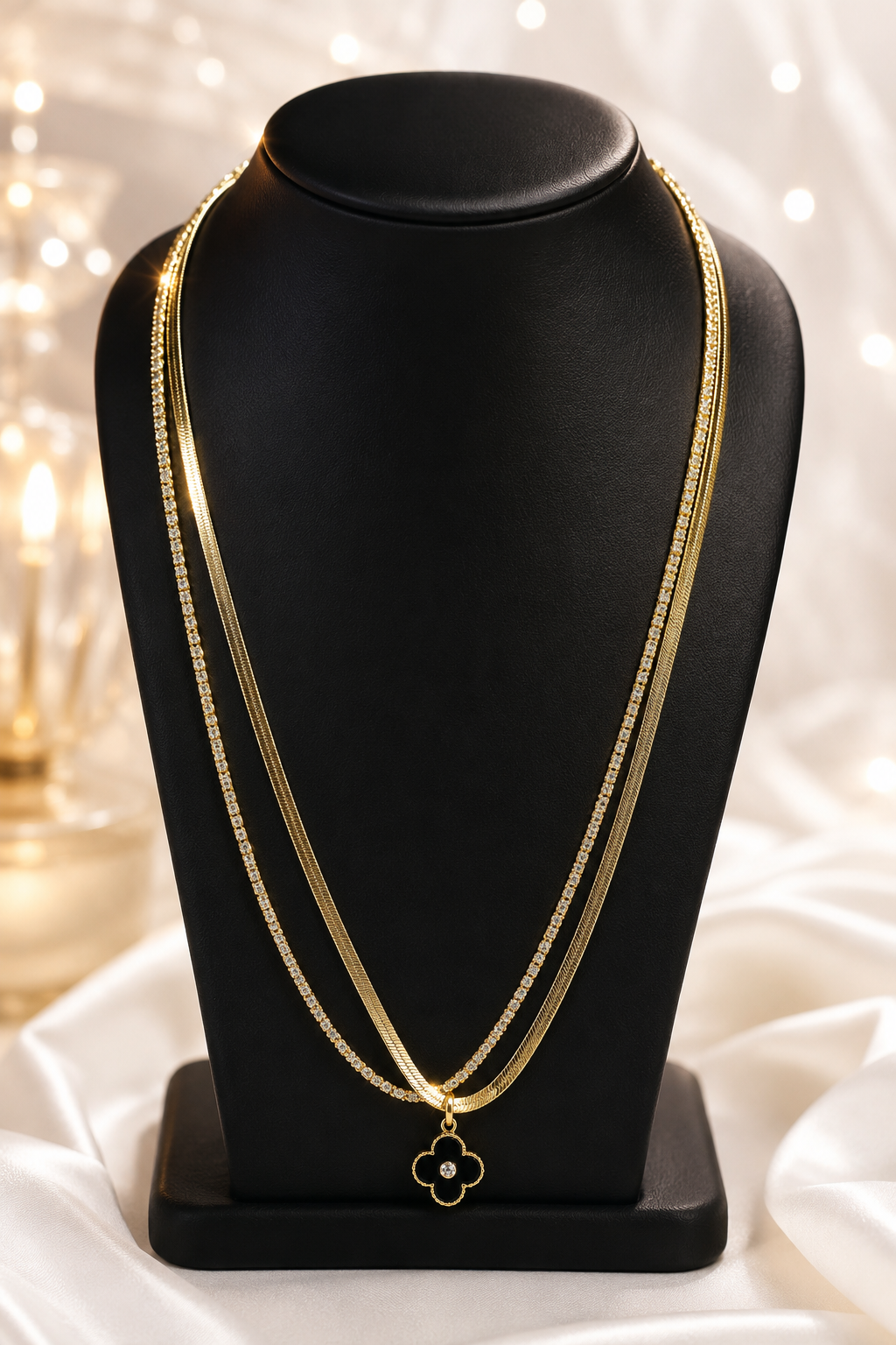 Double Layered Black Clover Chain