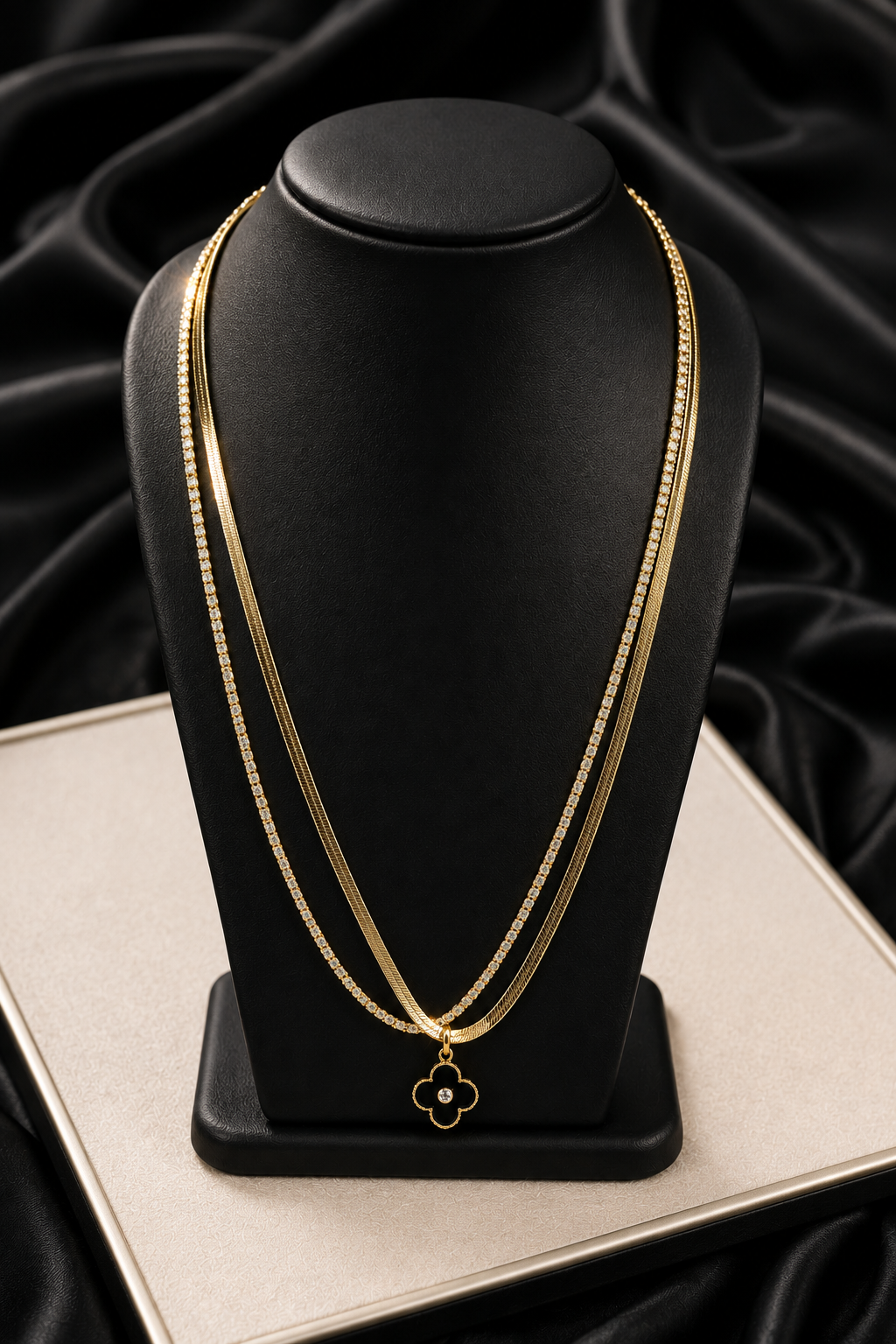 Double Layered Black Clover Chain