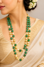 Double Layered Matt Beads Neckpiece Set