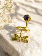 Brass dragonfly wrap ring, jewellery accessory