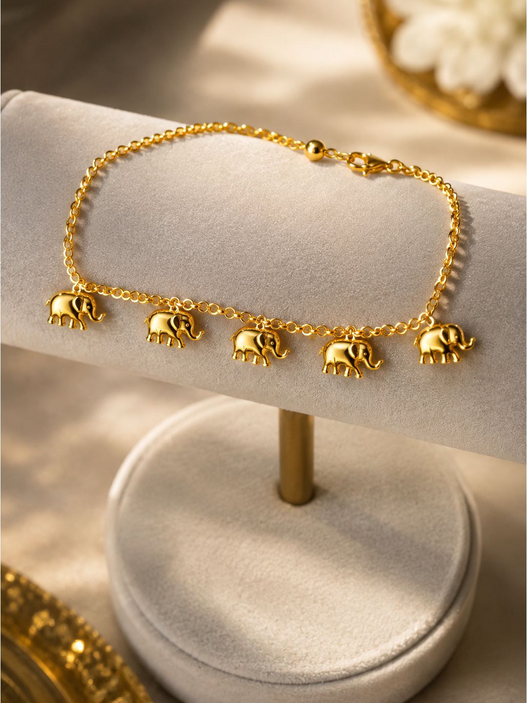 Anti-tarnish stainless steel elephants beads anklet, jewellery accessory