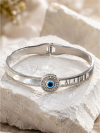 Anti-tarnish stainless steel evil eye mop bangle, jewellery accessory