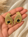 Brass flame shaped gold studs, jewellery accessory