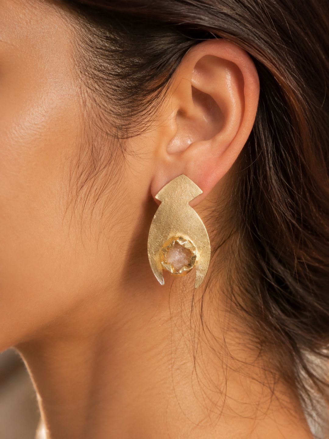 Brass flame shaped studs, jewellery accessory