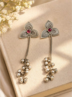 Oxidised brass floral kashmiri long earring, jewellery accessory