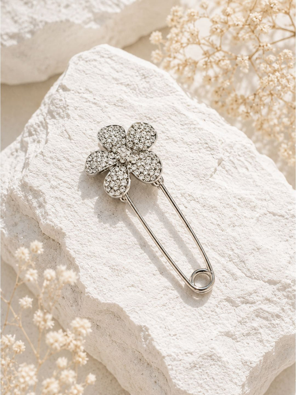 Copper flower safety pin styled brooch, jewellery accessory