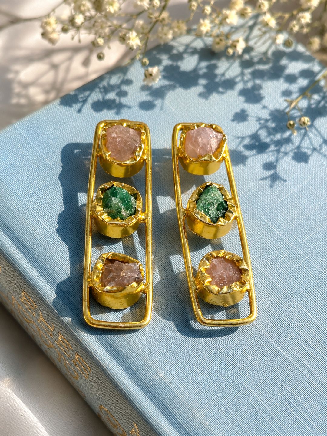 Framed Rose Quartz Stones Dangler