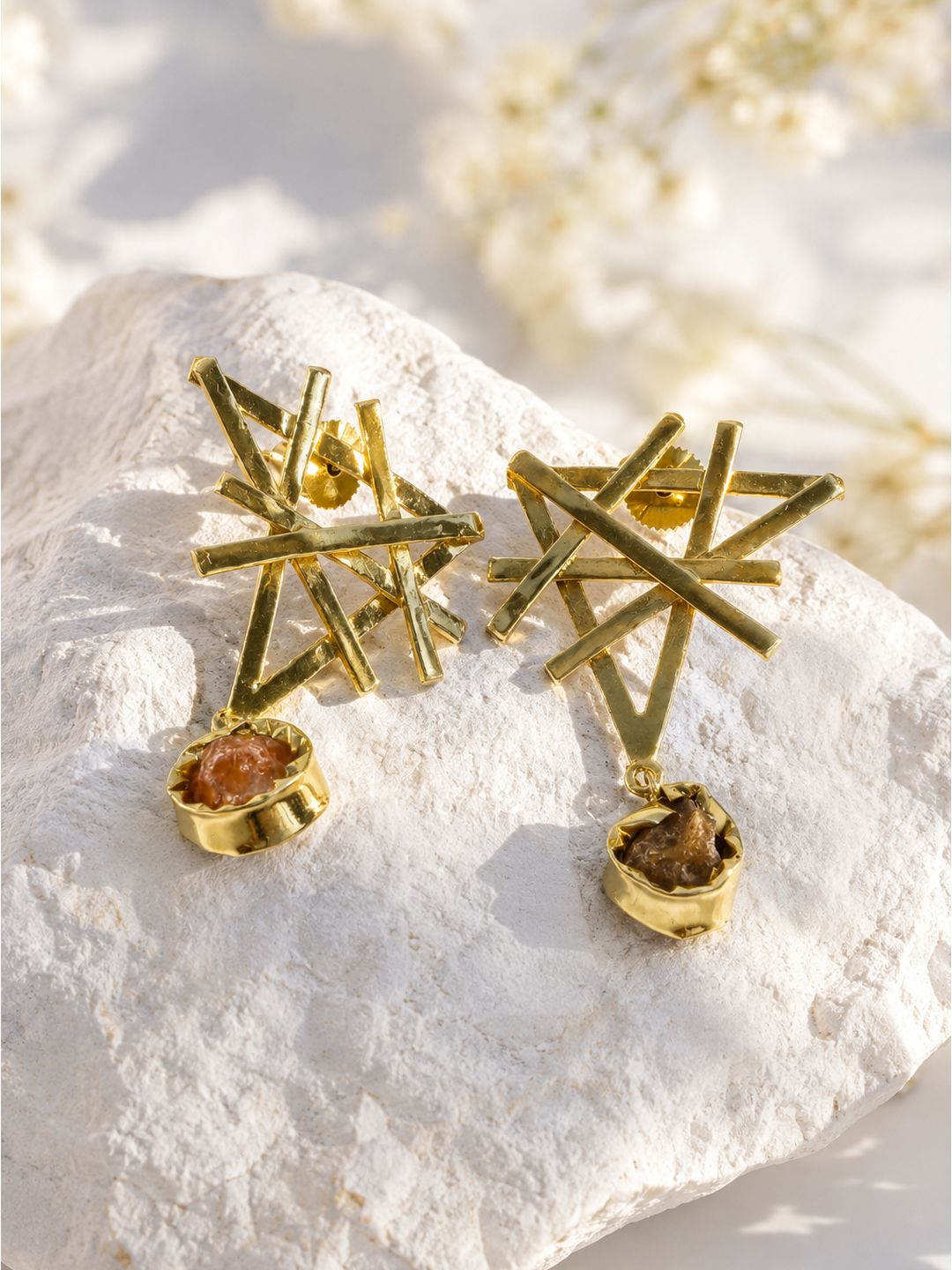 Golden Stick Uncut Stone Dangler