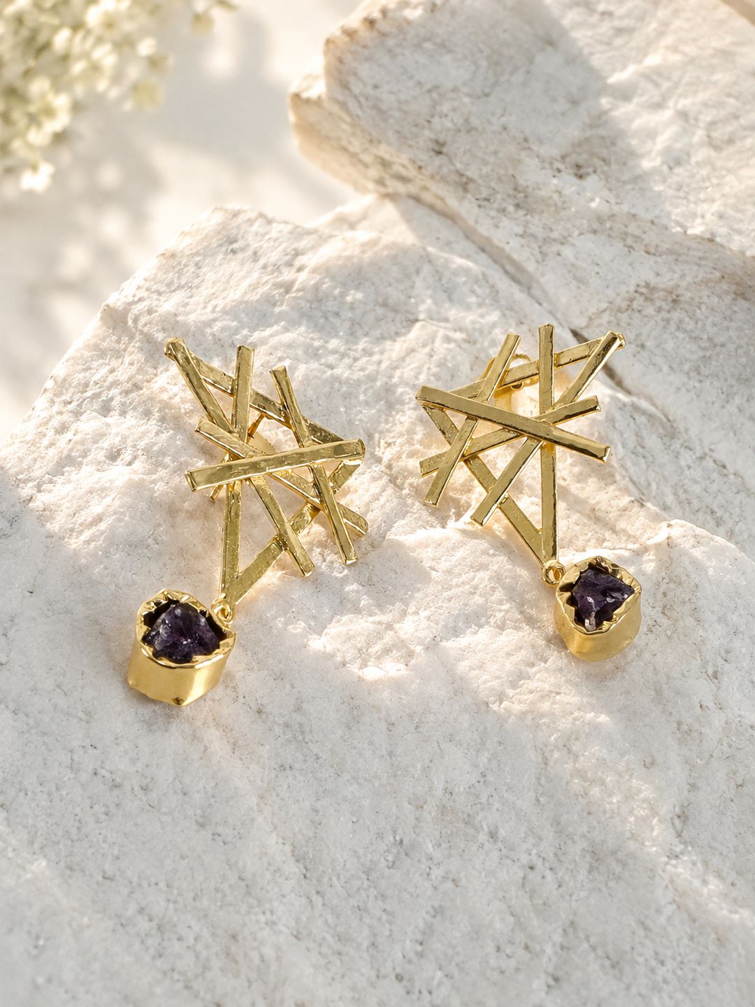 Golden Stick Uncut Stone Dangler