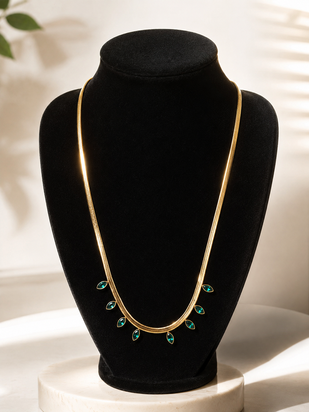 Green Beads in Snake Chain