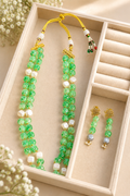 Green Strawberry Quartz Beads Neckpiece Set