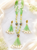 Green Strawberry Quartz Beads with Strands Neckpiece Set