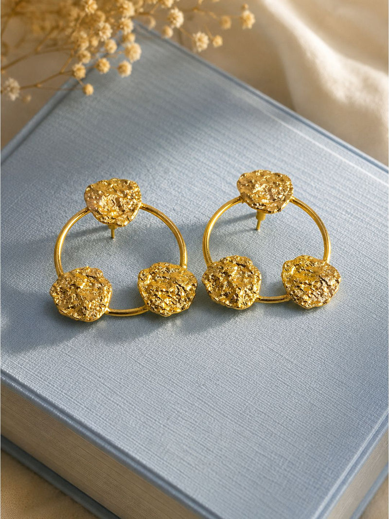 Brass hammered discs stud, jewellery accessory