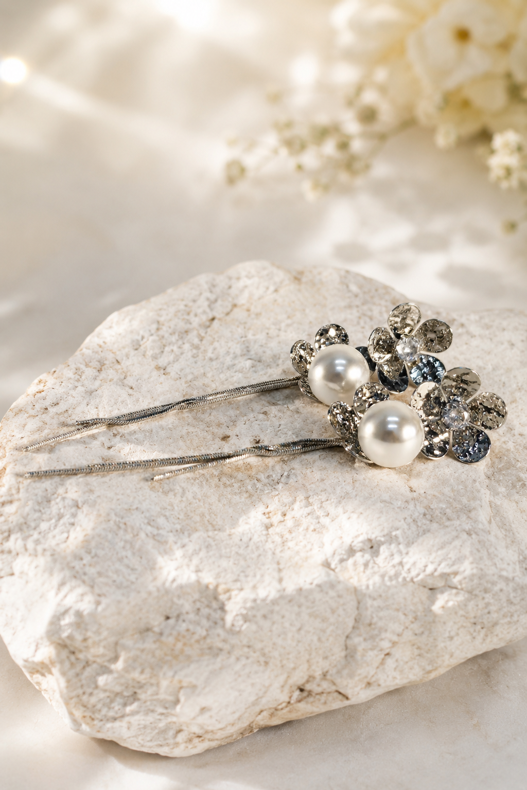 Hammered Flowers with Pearls