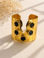 Brass hammered gold uncut stones handcuff, jewellery accessory