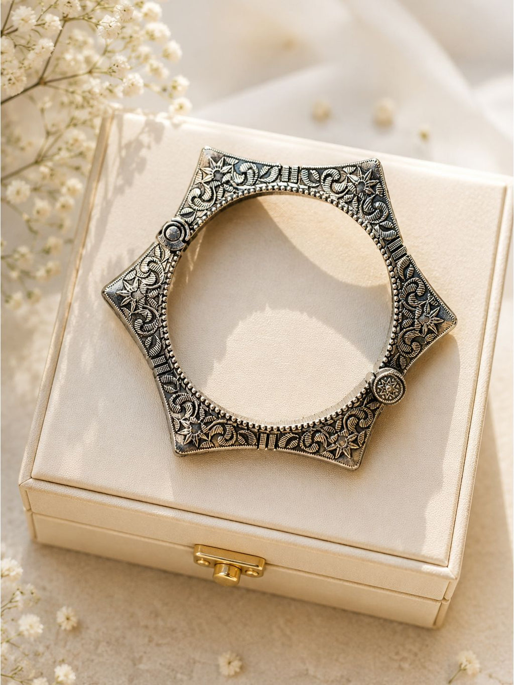 Oxidised brass hexagon bangle handcuff, jewellery accessory