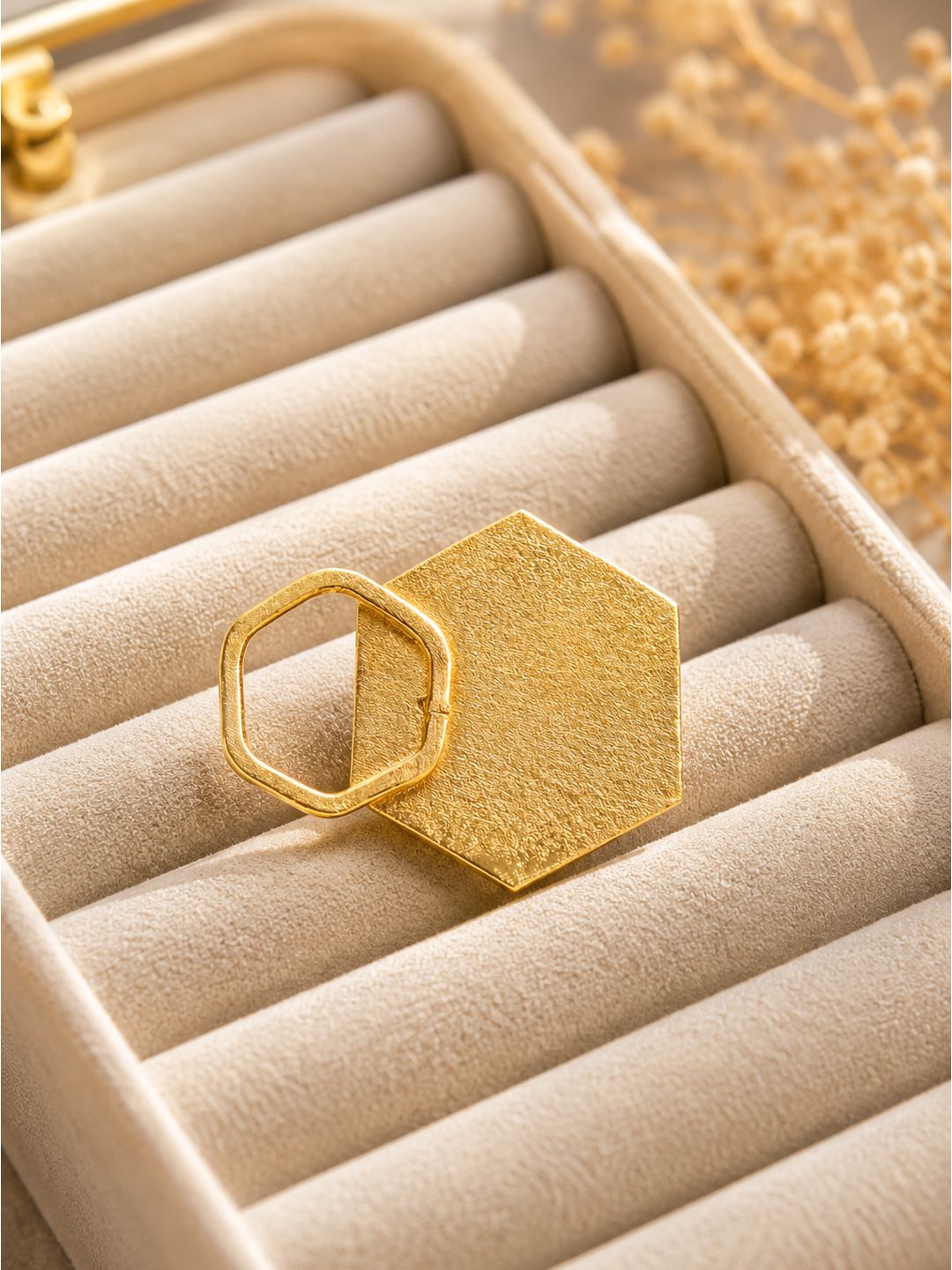 Brass hexagon sides ring, jewellery accessory