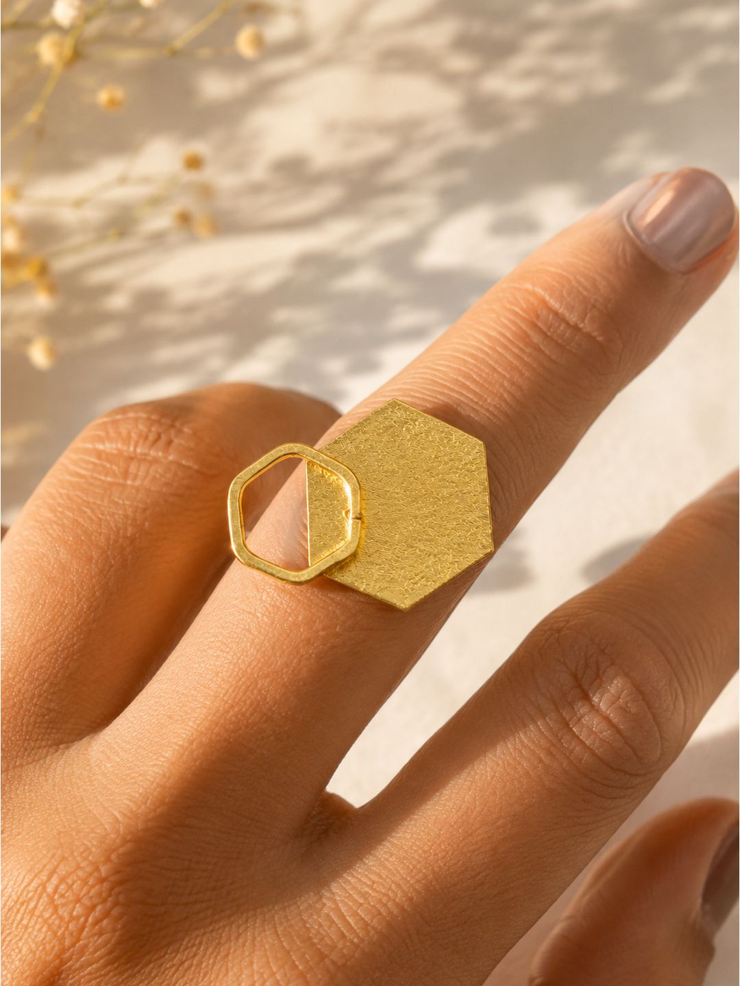 Brass hexagon sides ring, jewellery accessory