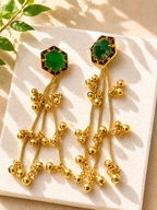Hexagon Bells Kashmiri long Earrings
