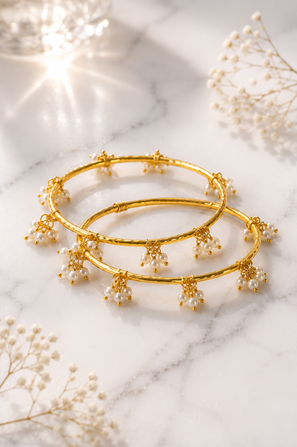 Kashmiri Pearl Gold Bangle