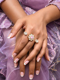 Brass kundan double finger ring, jewellery accessory