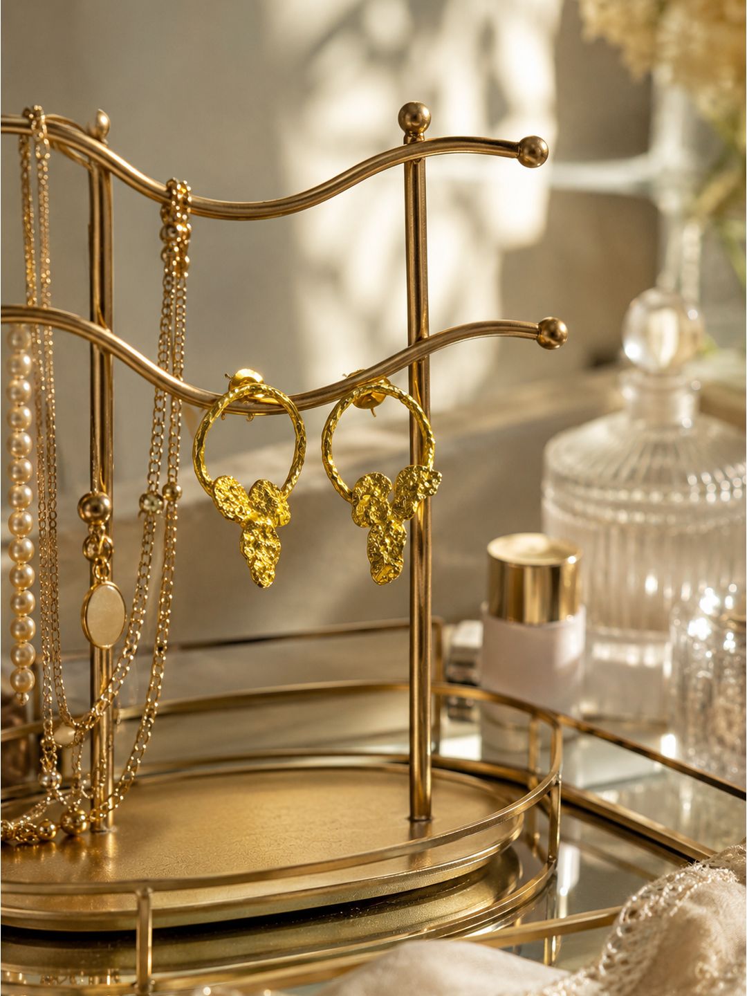 Brass leaf in oval frame dangler, jewellery accessory