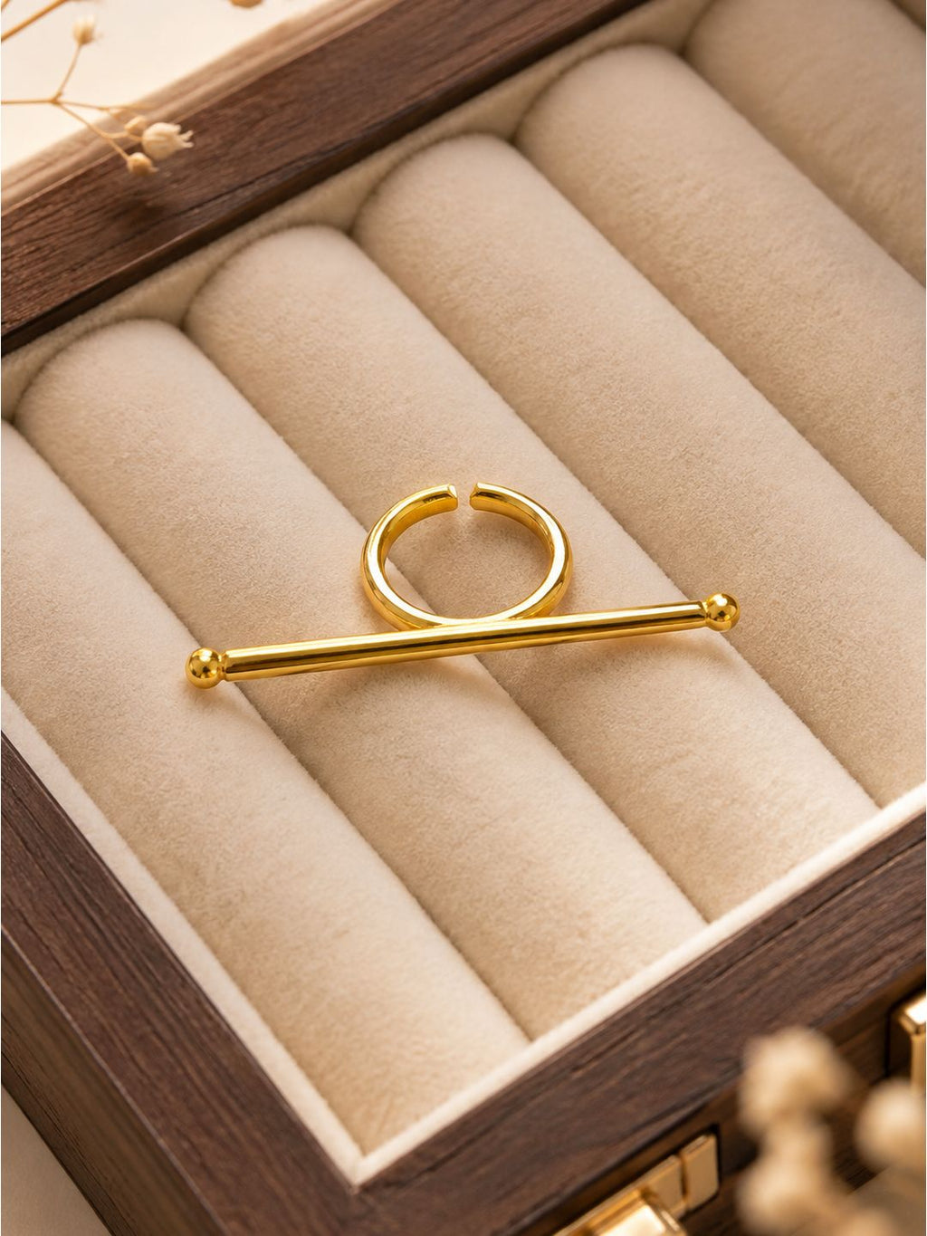 Brass long bar ring, jewellery accessory
