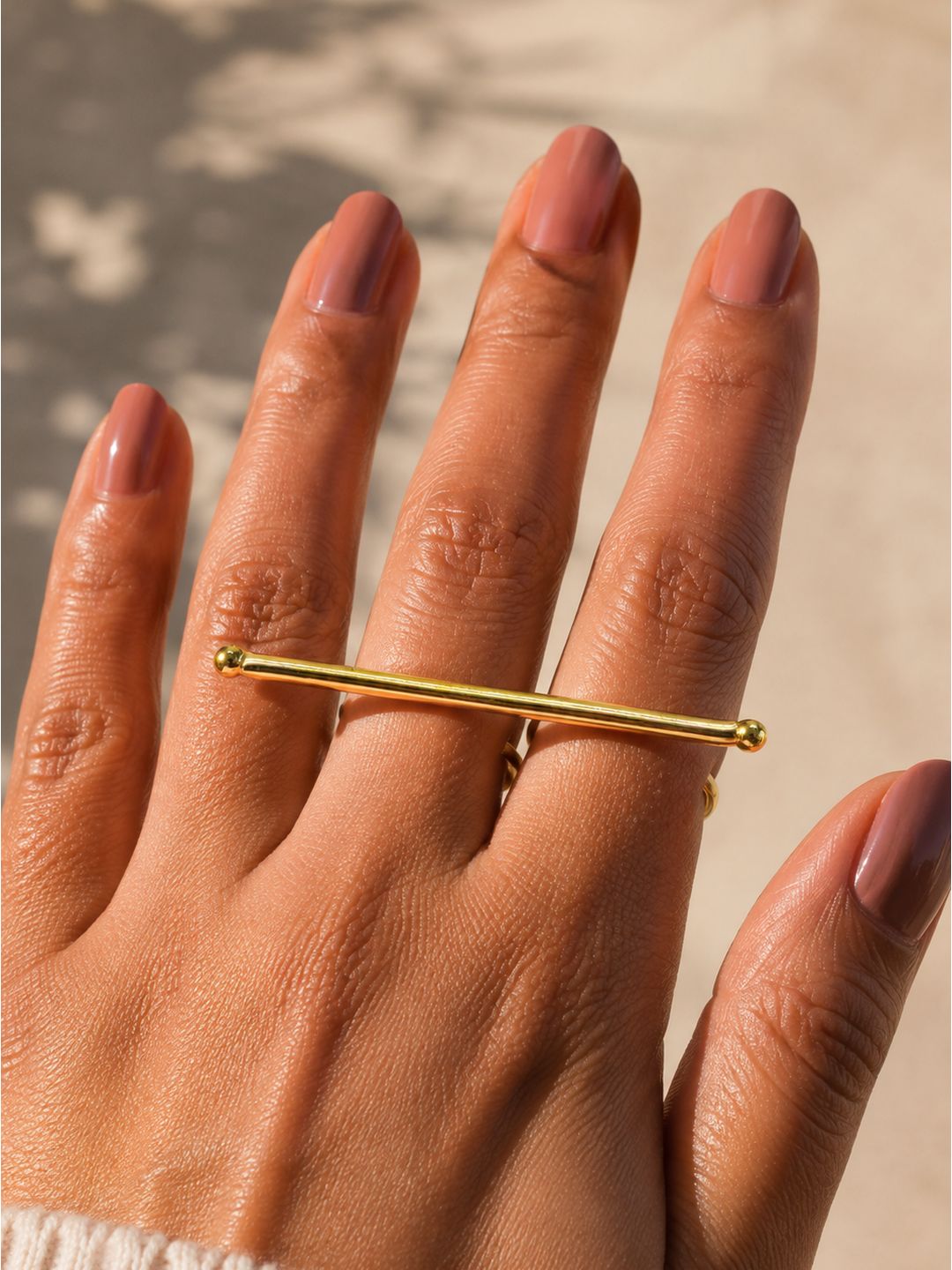 Brass long bar ring, jewellery accessory
