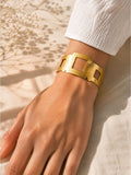 Brass matt finish broad square cuff handcuff, jewellery accessory
