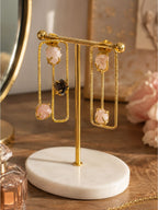 Brass maze earrings with uncut stones dangler, jewellery accessory