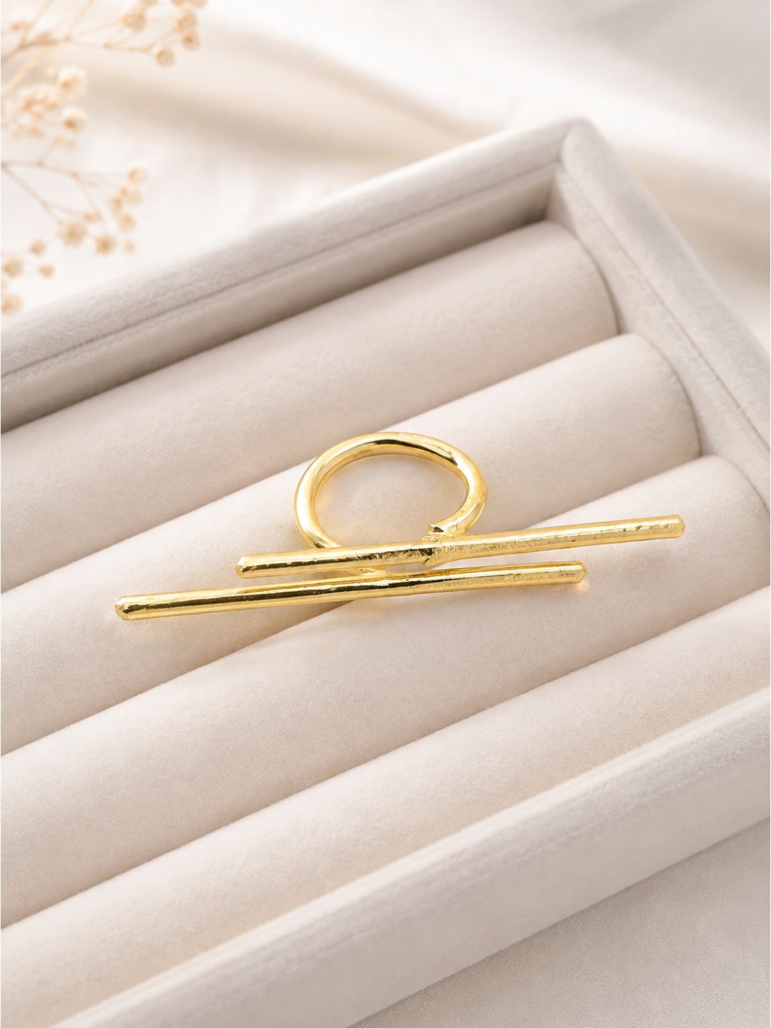 Brass parallel bars ring, jewellery accessory