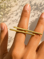 Brass parallel bars ring, jewellery accessory